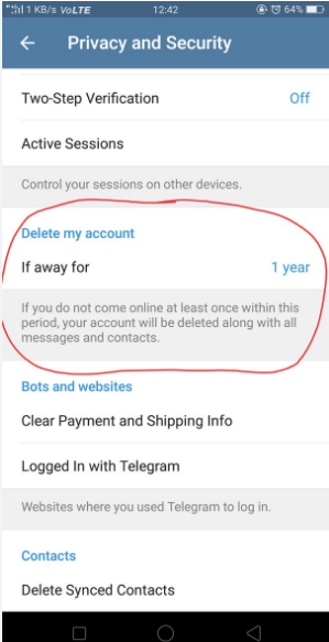 What happens if you don't use Telegram for a year