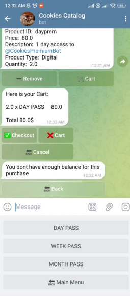 You will get Telegram Bot Shop to sell products
