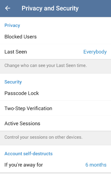 Active Sessions and Two-Step Verification