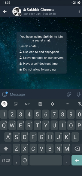 A visual guide to enabling Telegram's 'Secret Chat' function